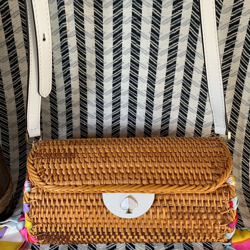 Kate spade bag cylinder crossbody natural wicker - Picture 2 of 8